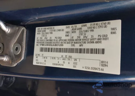 2018 Ford Escape Sel from USA, damaged, VIN 1FMCU9HD2JUB31255